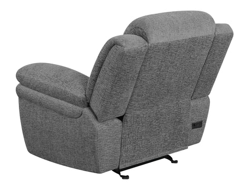 Coaster Bahrain Upholstered Power Glider Recliner Charcoal Model 609543P