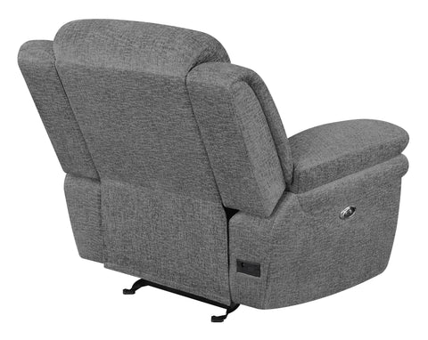 Coaster Bahrain Upholstered Power Glider Recliner Charcoal Model 609543P