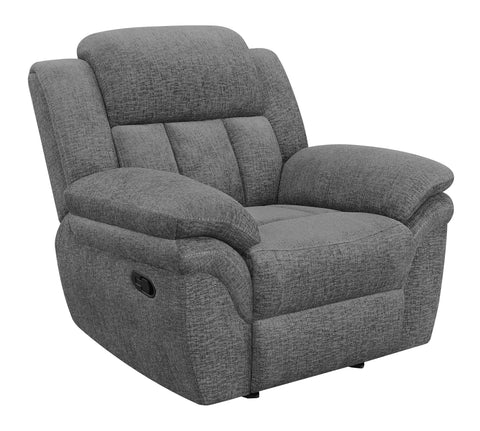 Coaster Bahrain Upholstered Glider Recliner Charcoal Model 609543