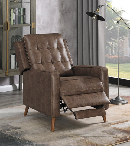 Coaster Davidson Upholstered Tufted Push Back Recliner Brown Model 609566