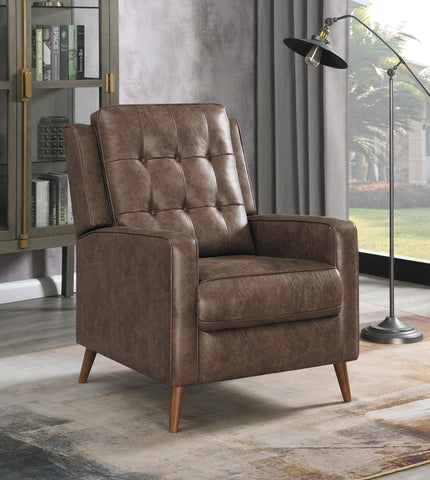 Coaster Davidson Upholstered Tufted Push Back Recliner Brown Model 609566