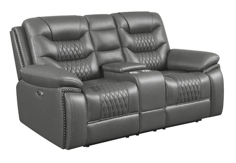 Coaster Flamenco Tufted Upholstered Power Loveseat with Console Charcoal Model 610205P