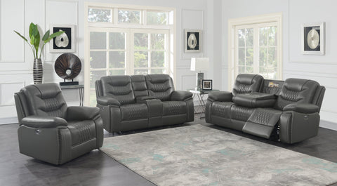 Coaster Flamenco Tufted Upholstered Power Loveseat with Console Charcoal Model 610205P