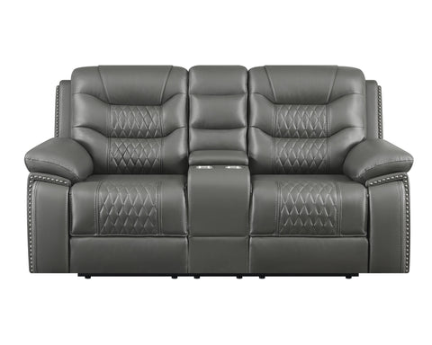 Coaster Flamenco Tufted Upholstered Power Loveseat with Console Charcoal Model 610205P