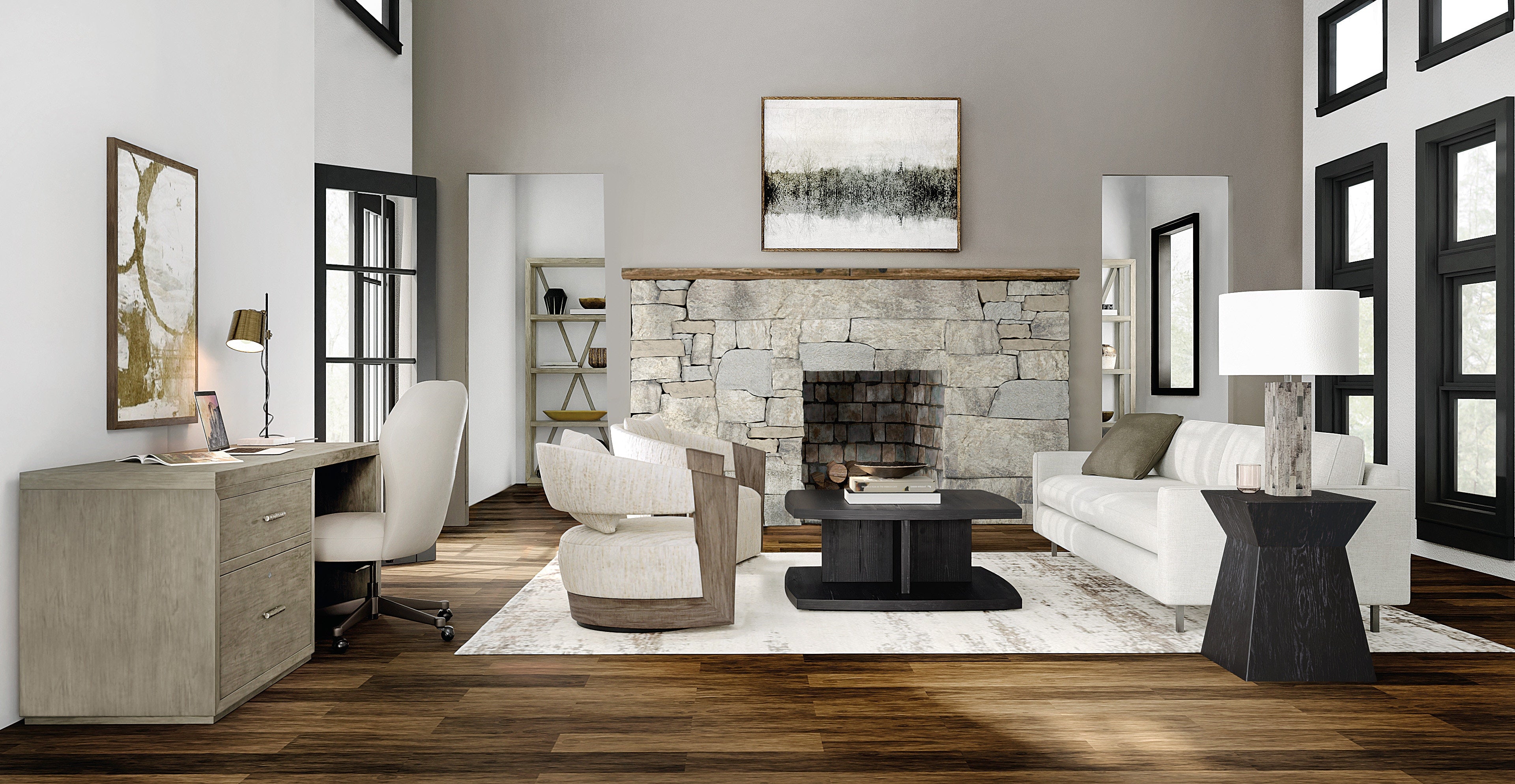 Hooker Furniture Living Room Linville Falls Shou Sugi Ban Square Cocktail Table