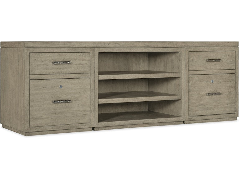 Hooker Furniture Home Office Linville Falls Credenza - 84in Top-2 Small Files and Open