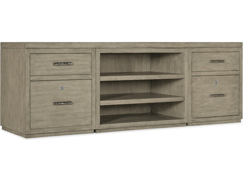 Hooker Furniture Home Office Linville Falls Credenza - 84in Top-2 Small Files and Open