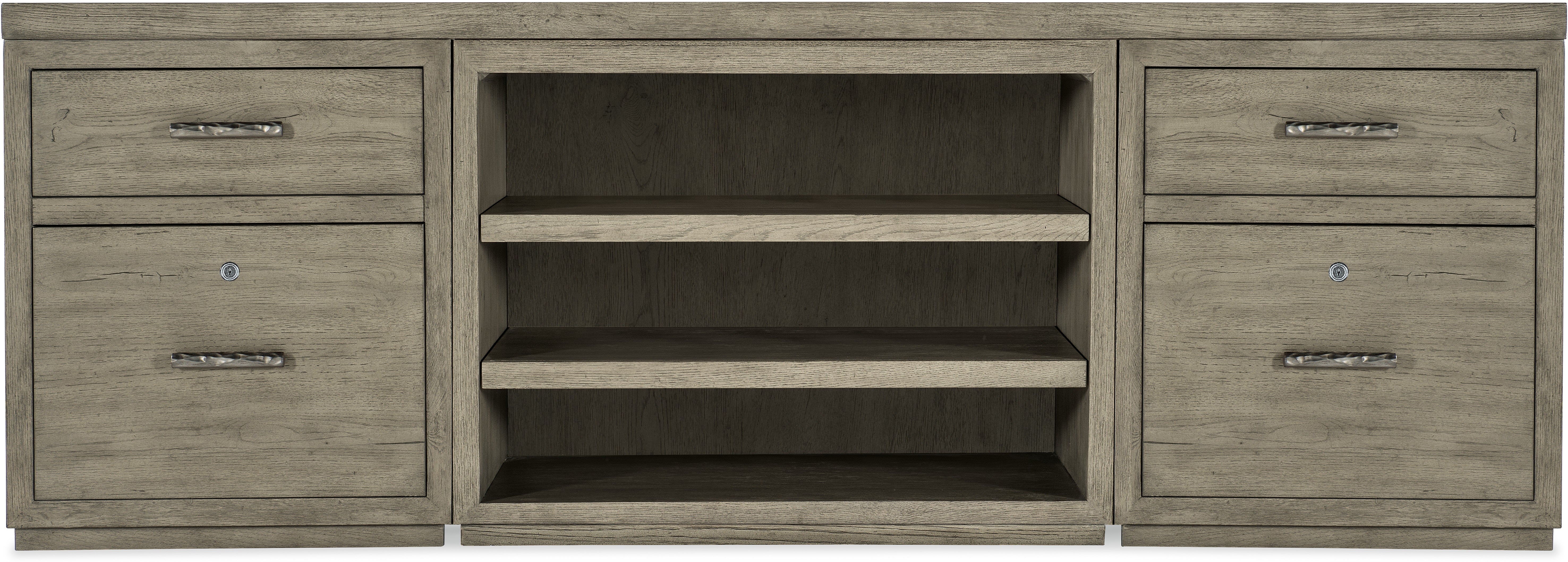 Hooker Furniture Home Office Linville Falls Credenza - 84in Top-2 Small Files and Open