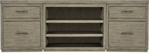 Hooker Furniture Home Office Linville Falls Credenza - 84in Top-2 Small Files and Open