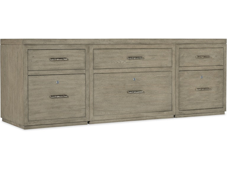Hooker Furniture Home Office Linville Falls Credenza - 84in Top-2 Small Files and Lateral File