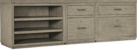 Hooker Furniture Home Office Linville Falls Credenza - 96in Top-Small File-Lateral File and Open