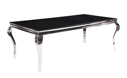 Fabiola Stainless Steel & Black Glass Dining Table Model 62070 By ACME Furniture