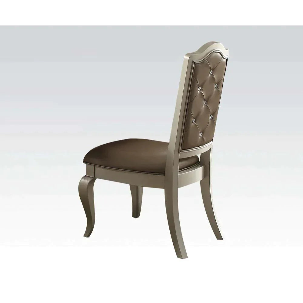 Francesca Silver PU & Champagne Side Chair Model 62082 By ACME Furniture