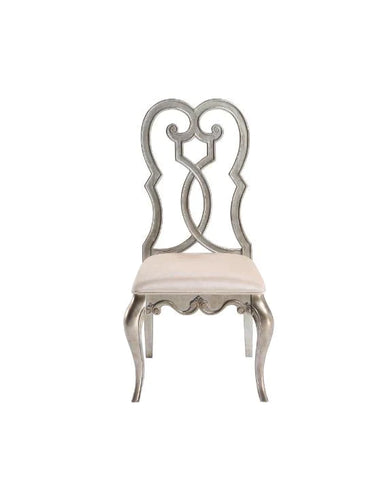 Esteban Ivory Velvet & Antique Champagne Finish Side Chair Model 62202 By ACME Furniture