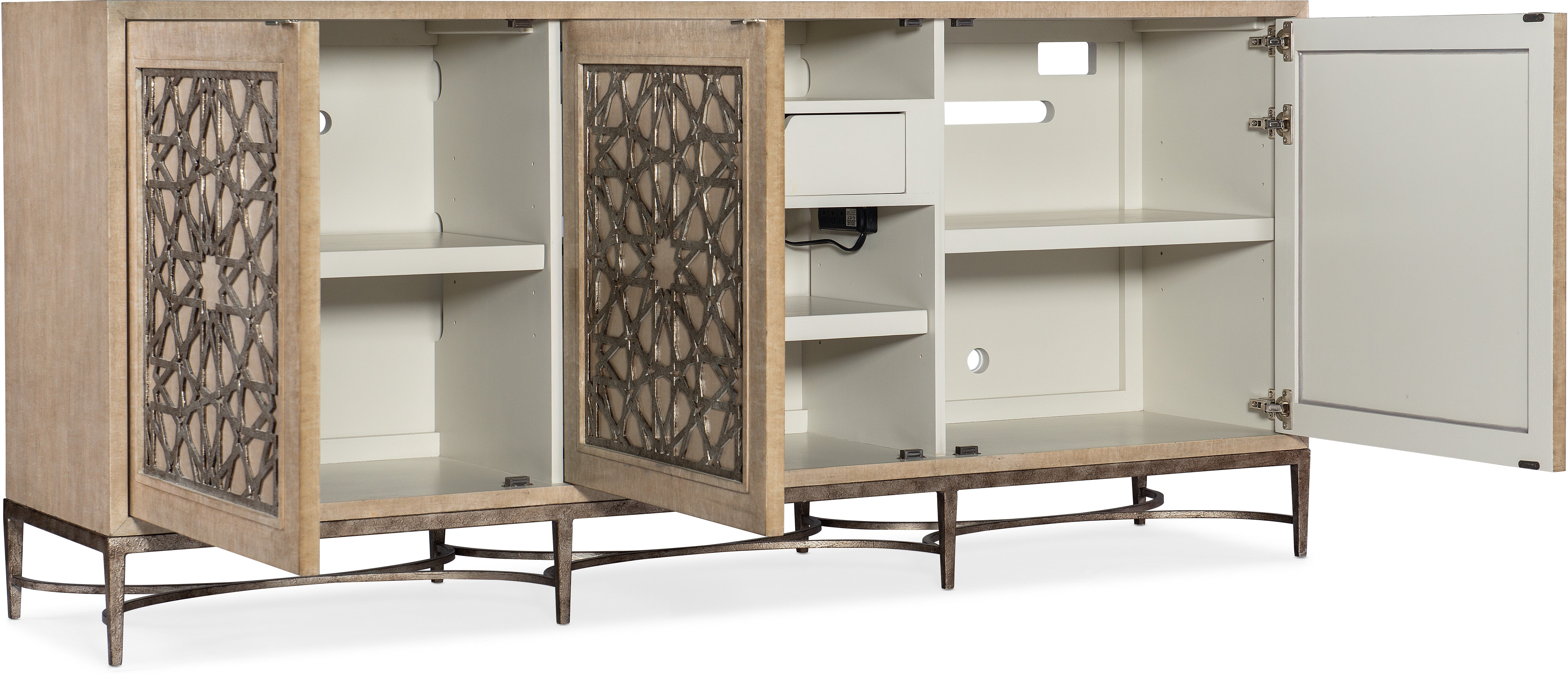 Hooker Furniture Home Entertainment Melange Suzani Three Door Entertainment Console