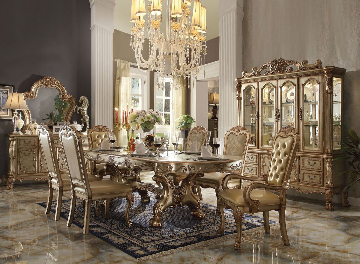 ACME Dresden Gold Patina & Bone Finish Dresden Dining Table Model 63150