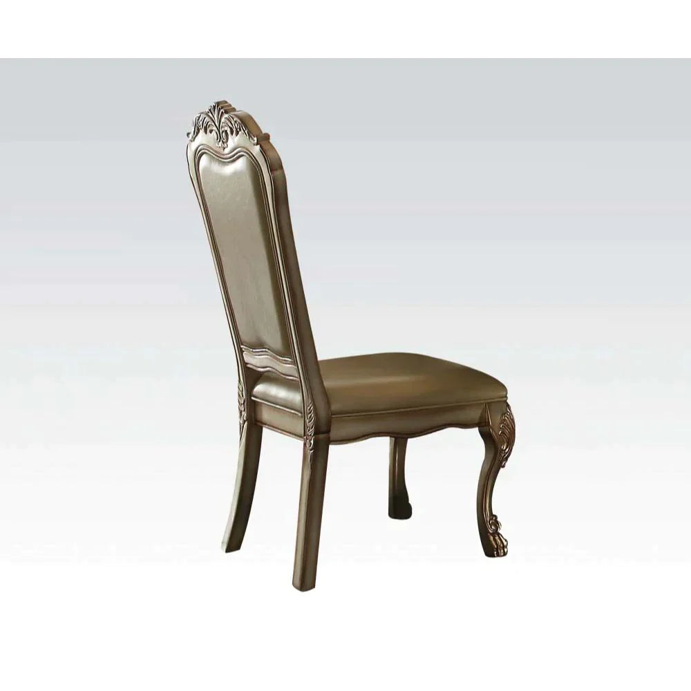 Dresden Bone PU/Fabric & Gold Patina Side Chair Model 63153 By ACME Furniture