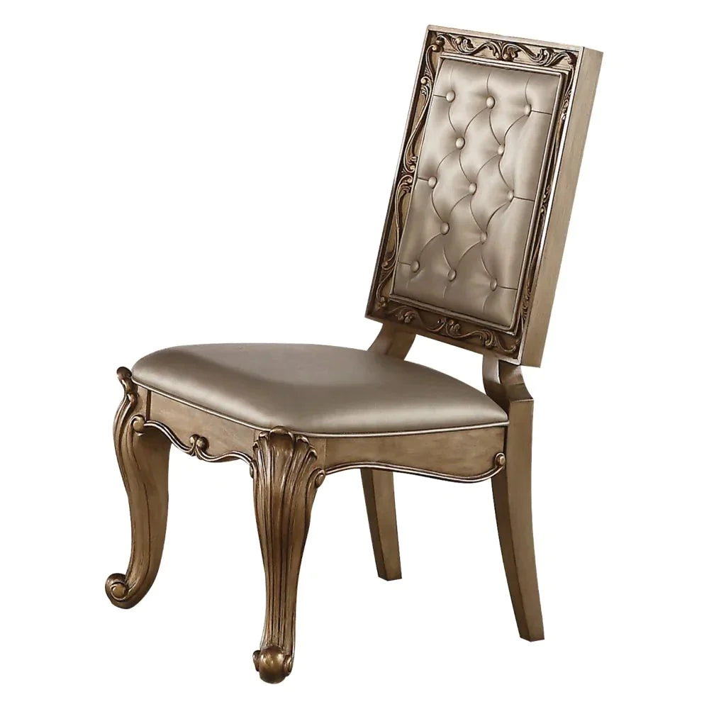 Orianne Champagne PU & Antique Gold Side Chair Model 63792 By ACME Furniture