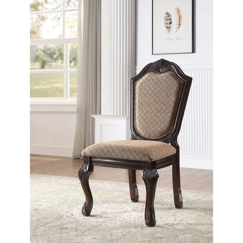 Chateau De Ville Fabric & Espresso Side Chair Model 64077A By ACME Furniture