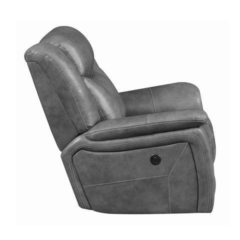 Coaster Conrad Upholstered Motion Glider Recliner Grey Model 650356