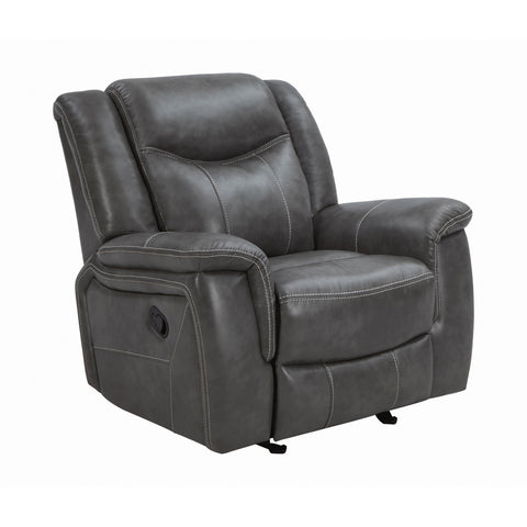 Coaster Conrad Upholstered Motion Glider Recliner Grey Model 650356