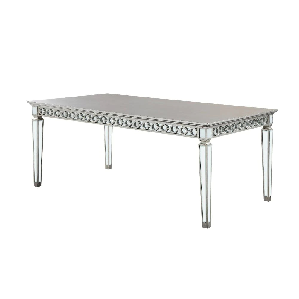 Varian Mirrored & Antique Platinum Dining Table Model 66160 By ACME Furniture
