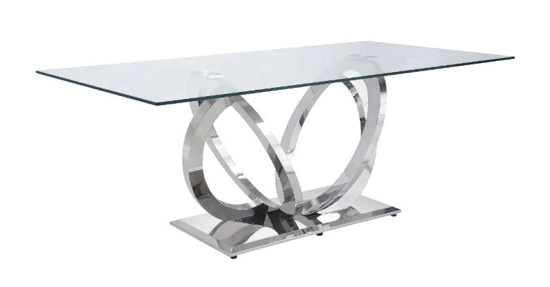 Finley Clear Glass & Mirrored Silver Finish Dining Table Model 68260 By ACME Furniture
