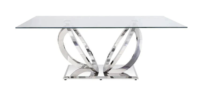 Finley Clear Glass & Mirrored Silver Finish Dining Table Model 68260 By ACME Furniture