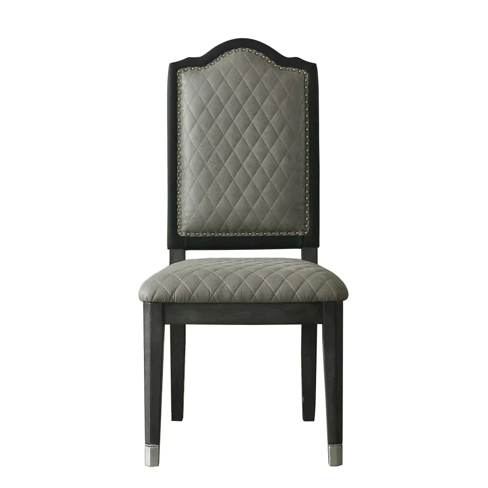 House Beatrice Two Tone Gray Fabric & Charcoal Finish Side Chair Model 68812 By ACME Furniture