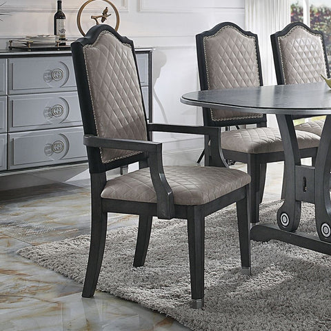 House Beatrice Two Tone Gray Fabric & Charcoal Finish Chair Model 68813 By ACME Furniture