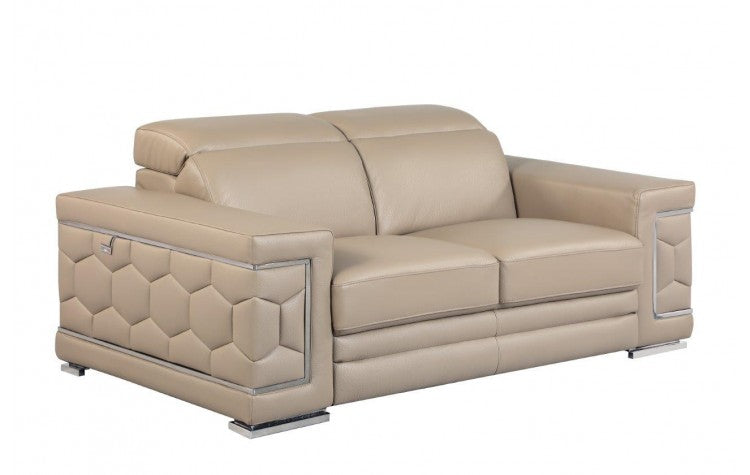 692 DivanItalia Beige Loveseat – Top Grain Italian LeatherModel:  692-BEIGE-L