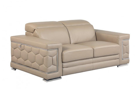 692 DivanItalia Beige Loveseat – Top Grain Italian LeatherModel:  692-BEIGE-L