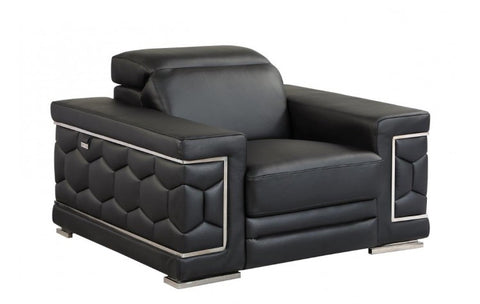 692 DivanItalia Black Chair – Top Grain Italian LeatherModel:  692-BLACK-CH