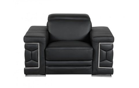 692 DivanItalia Black Chair – Top Grain Italian LeatherModel:  692-BLACK-CH