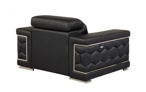 692 DivanItalia Black Chair – Top Grain Italian LeatherModel:  692-BLACK-CH