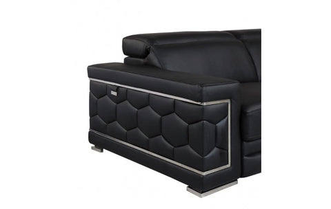 692 DivanItalia Black Sofa – Top Grain Italian LeatherModel:  692-BLACK-S