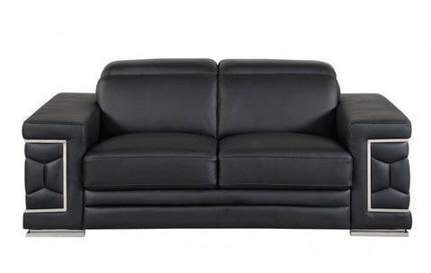 692 DivanItalia Black Loveseat – Top Grain Italian LeatherModel:  692-BLACK-L