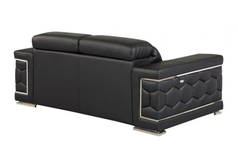 692 DivanItalia Black Loveseat – Top Grain Italian LeatherModel:  692-BLACK-L