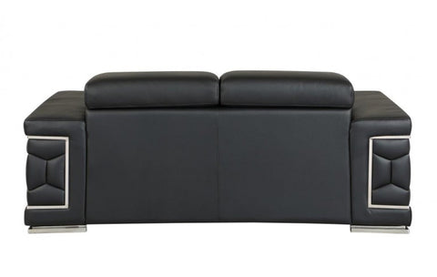692 DivanItalia Black Loveseat – Top Grain Italian LeatherModel:  692-BLACK-L