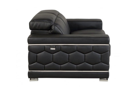 692 DivanItalia Black Loveseat – Top Grain Italian LeatherModel:  692-BLACK-L