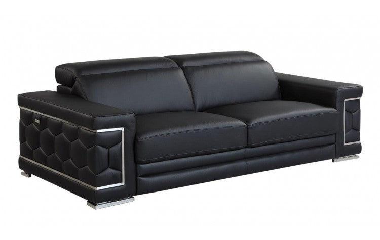 692 DivanItalia Black Sofa – Top Grain Italian LeatherModel:  692-BLACK-S