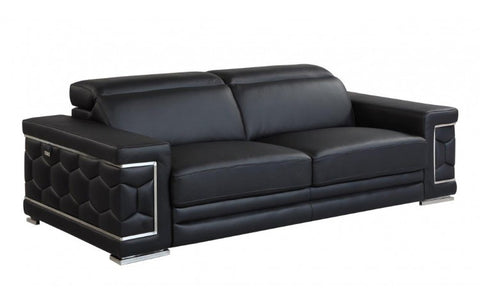 692 DivanItalia Black Sofa – Top Grain Italian LeatherModel:  692-BLACK-S