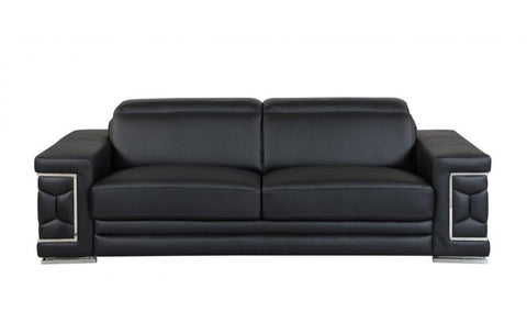 692 DivanItalia Black Sofa – Top Grain Italian LeatherModel:  692-BLACK-S