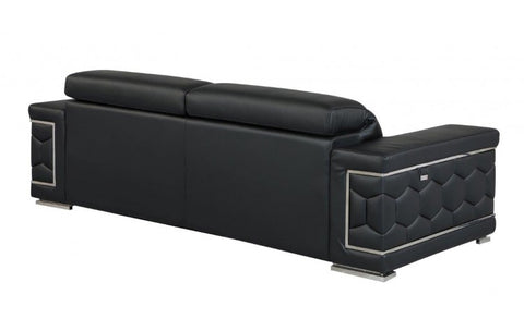 692 DivanItalia Black Sofa – Top Grain Italian LeatherModel:  692-BLACK-S
