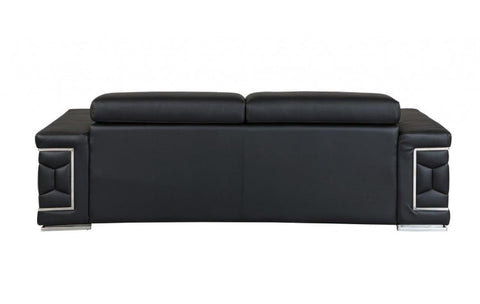 692 DivanItalia Black Sofa – Top Grain Italian LeatherModel:  692-BLACK-S