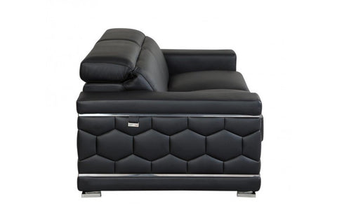 692 DivanItalia Black Sofa – Top Grain Italian LeatherModel:  692-BLACK-S