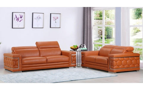 692 DivanItalia Beige Sofa and Loveseat Set – Top Grain Italian LeatherModel:  692-CAMEL-2PC