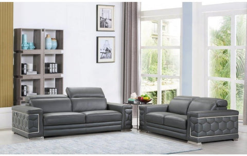 692 DivanItalia Dark Gray Sofa and Loveseat Set – Top Grain Italian LeatherModel:  692-DARK-GRAY-2PC