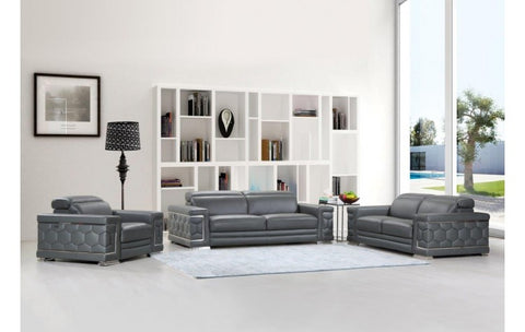 692 DivanItalia Dark Gray Sofa Set – Top Grain Italian LeatherModel:  692-DARK-GRAY