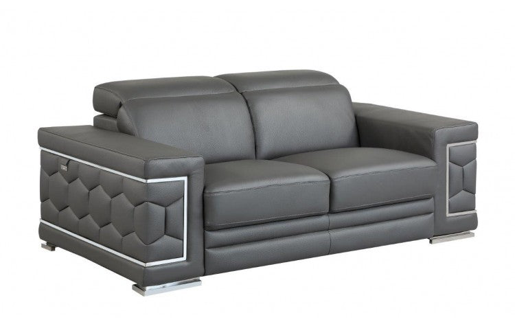692 DivanItalia Dark Gray Loveseat – Top Grain Italian LeatherModel:  692-DARK_GRAY-L